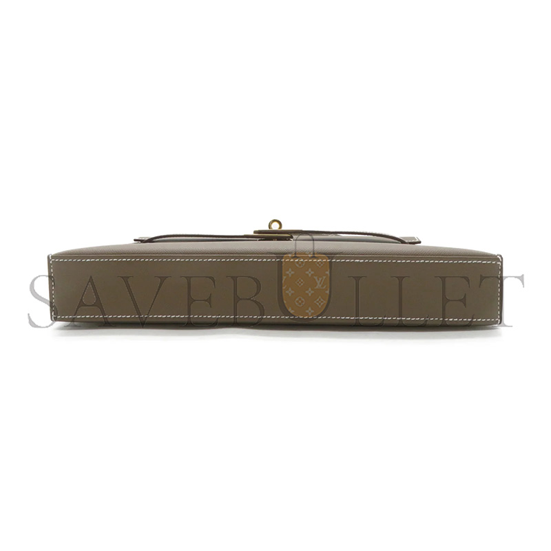 HERMÈS MASTER MADAME CALF LEATHER KELLY ELAN ETOUPE ELEPHANT GREY GOLD BUCKLE (27.5*15*5cm)